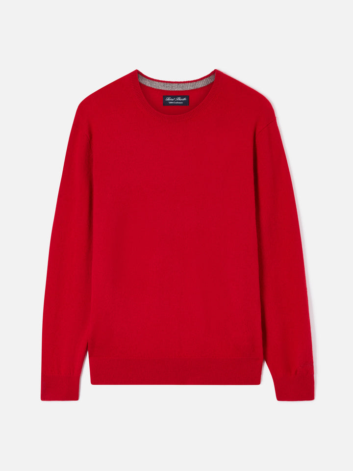 Pull col rond Regent en cachemire rouge 