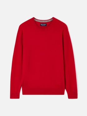 Pull col rond Regent en cachemire rouge 