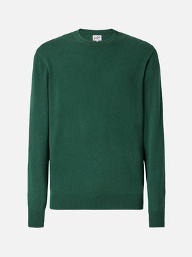 Regent crewneck sweater in 100% dark green CASHMERE