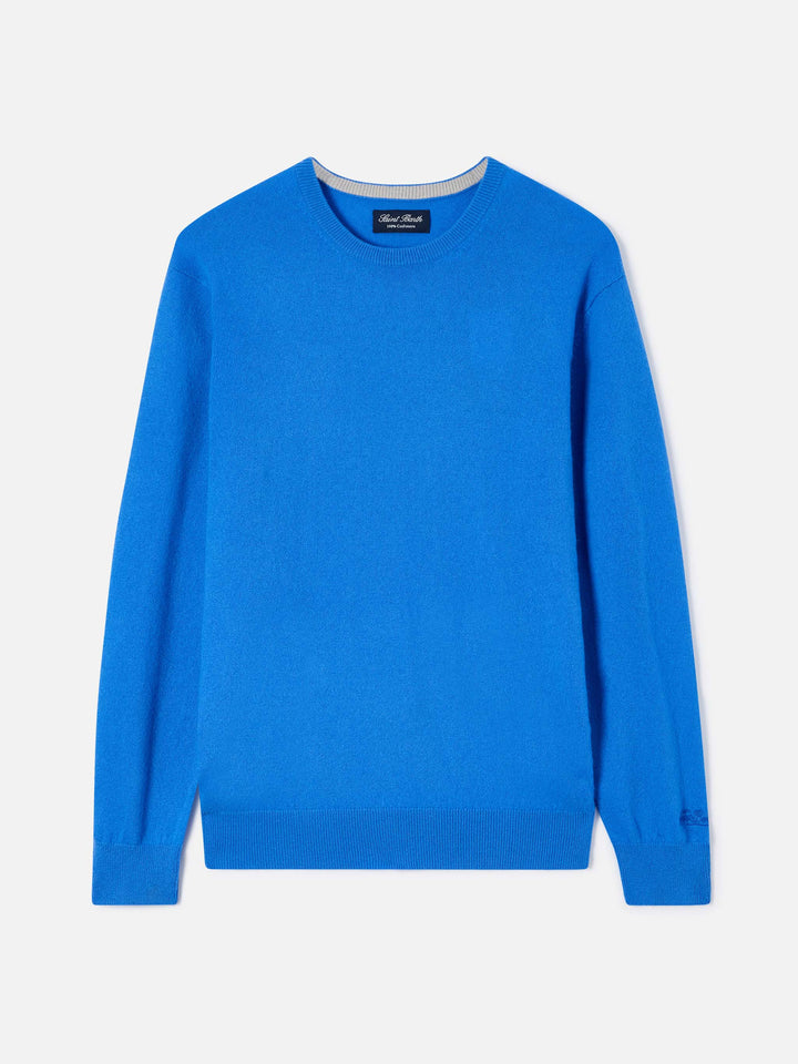 Pull col rond Regent en cachemire blue vif 