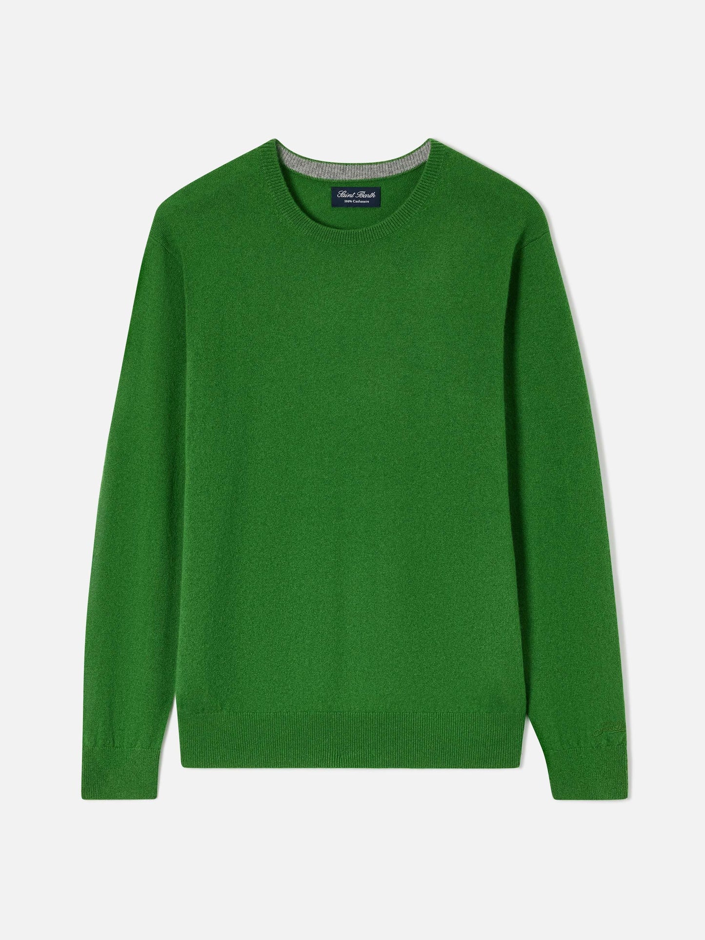 Crewneck Regent in green cashmere