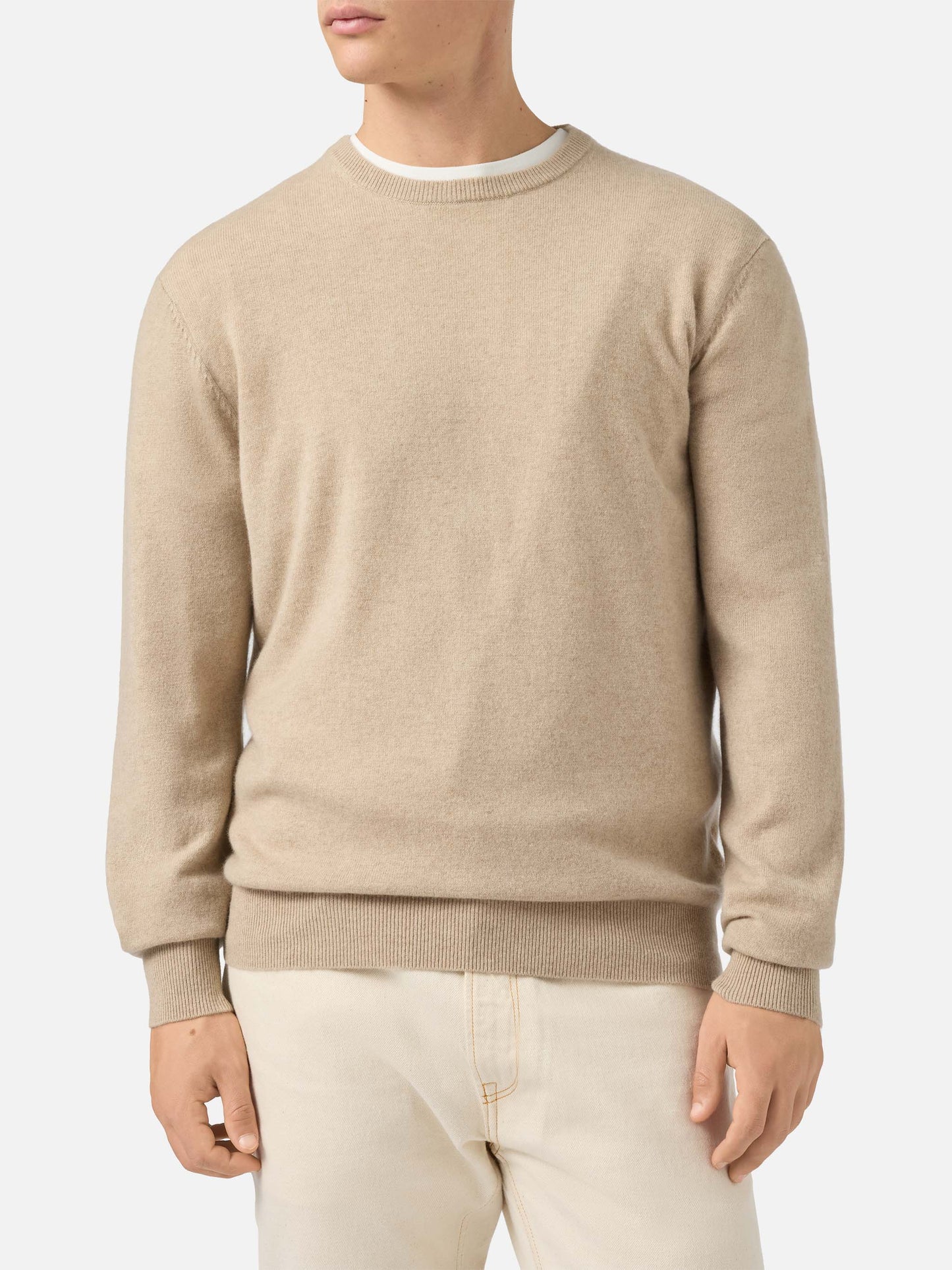 Regent crewneck sweater in beige 100% CASHMERE