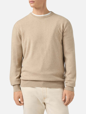 Regent crewneck sweater in beige 100% CASHMERE