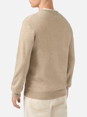 Regent crewneck sweater in beige 100% CASHMERE