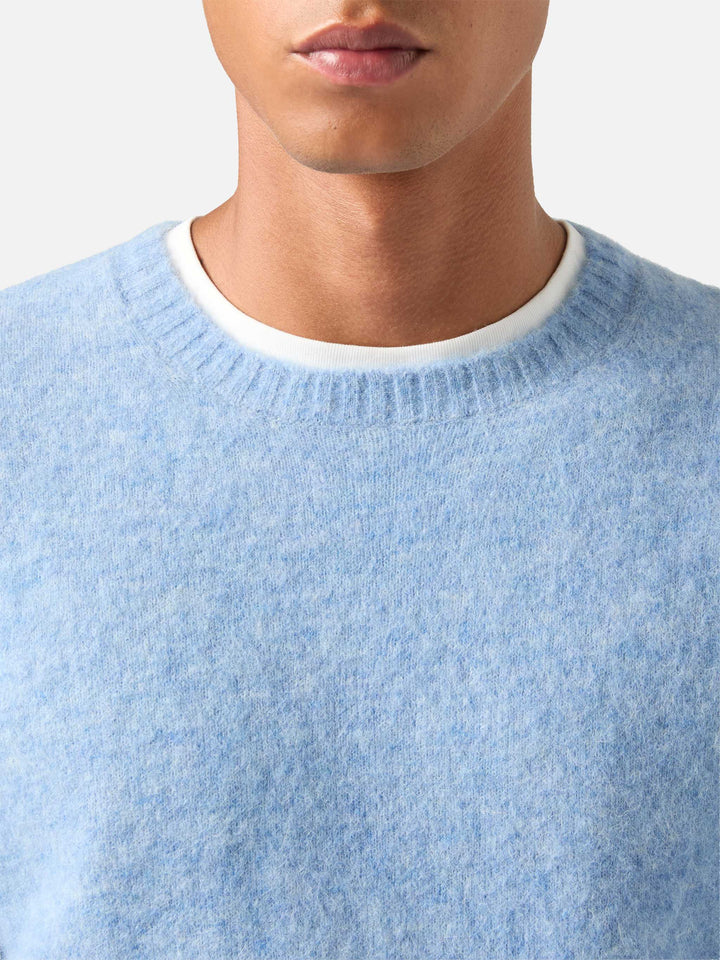Leichter blue Regent Rundhalspullover aus Alpaka-Mix 