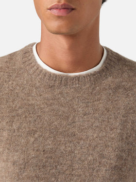 Jersey Beige Regent de cuello redondo en mezcla de alpaca 