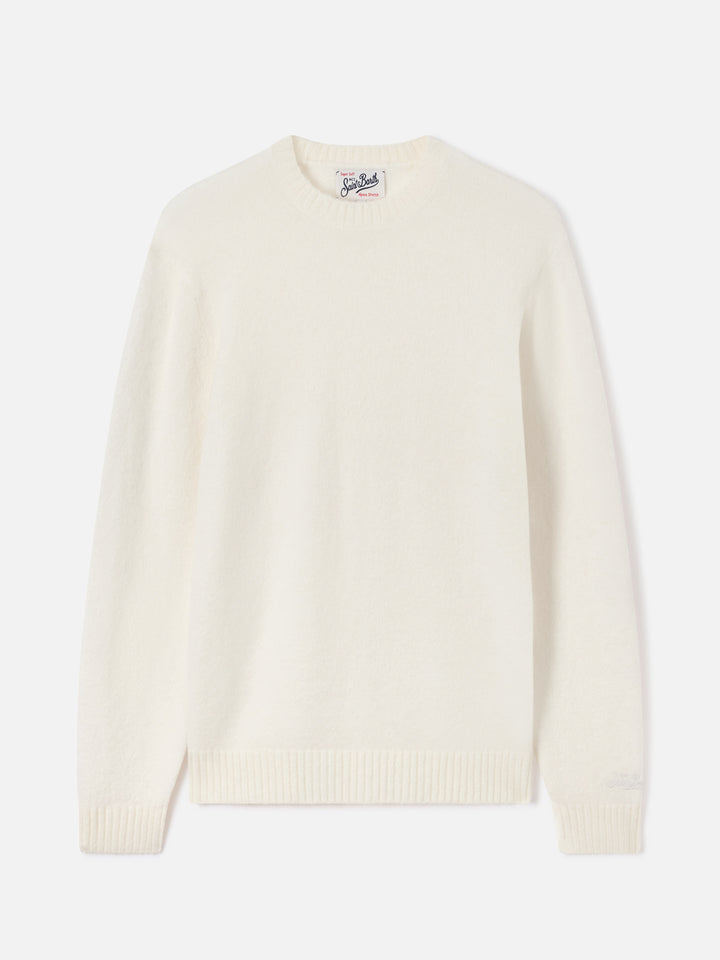 Pull col rond Regent en mélange d’alpaga off white 