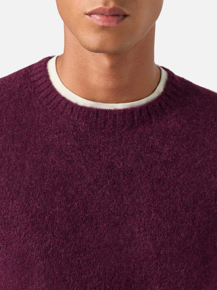 Pull ras-du-cou Regent bordeaux en mélange d’alpaga 