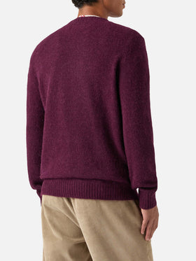 Jersey de cuello redondo Burgundy Regent en mezcla de alpaca 