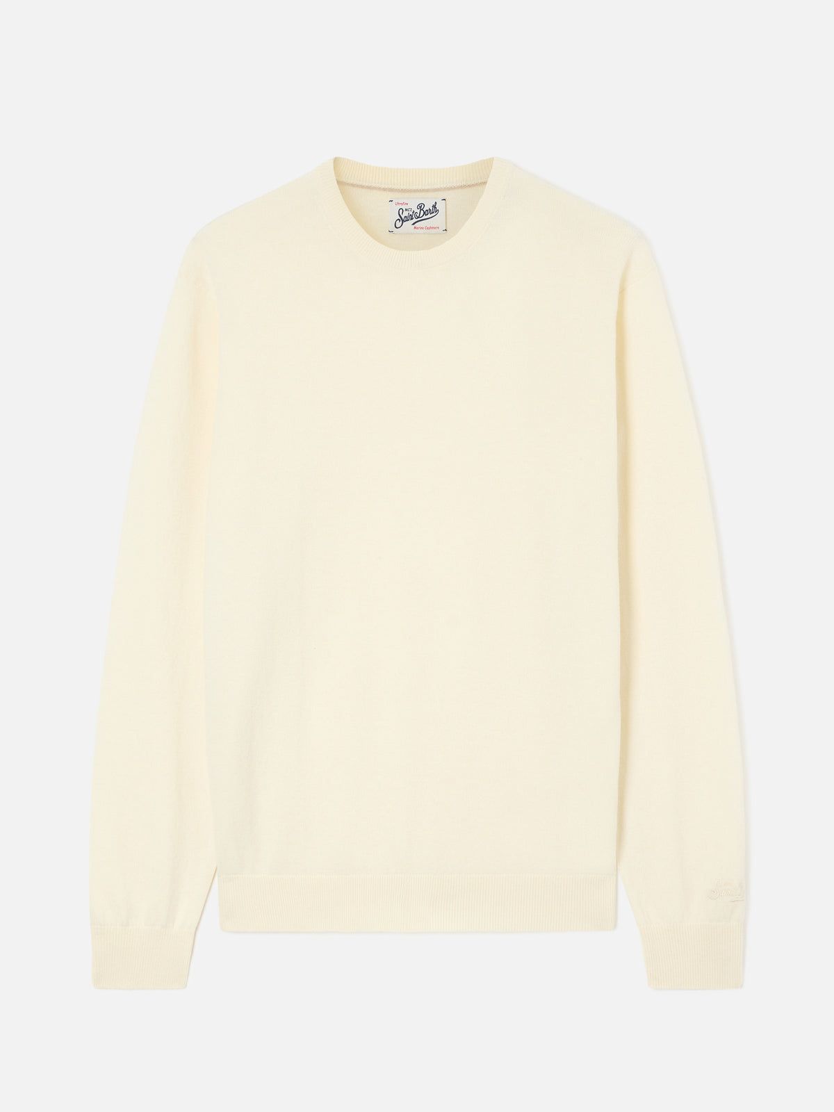 Off white Regent Rundhalspullover aus Merinowolle- und Kaschmirmischung 