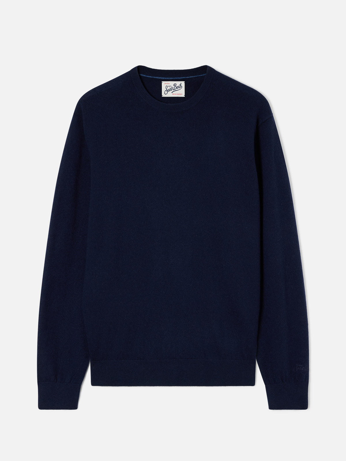 Navy blue Regent Rundhalspullover aus Merinowolle und Kaschmirmischung 