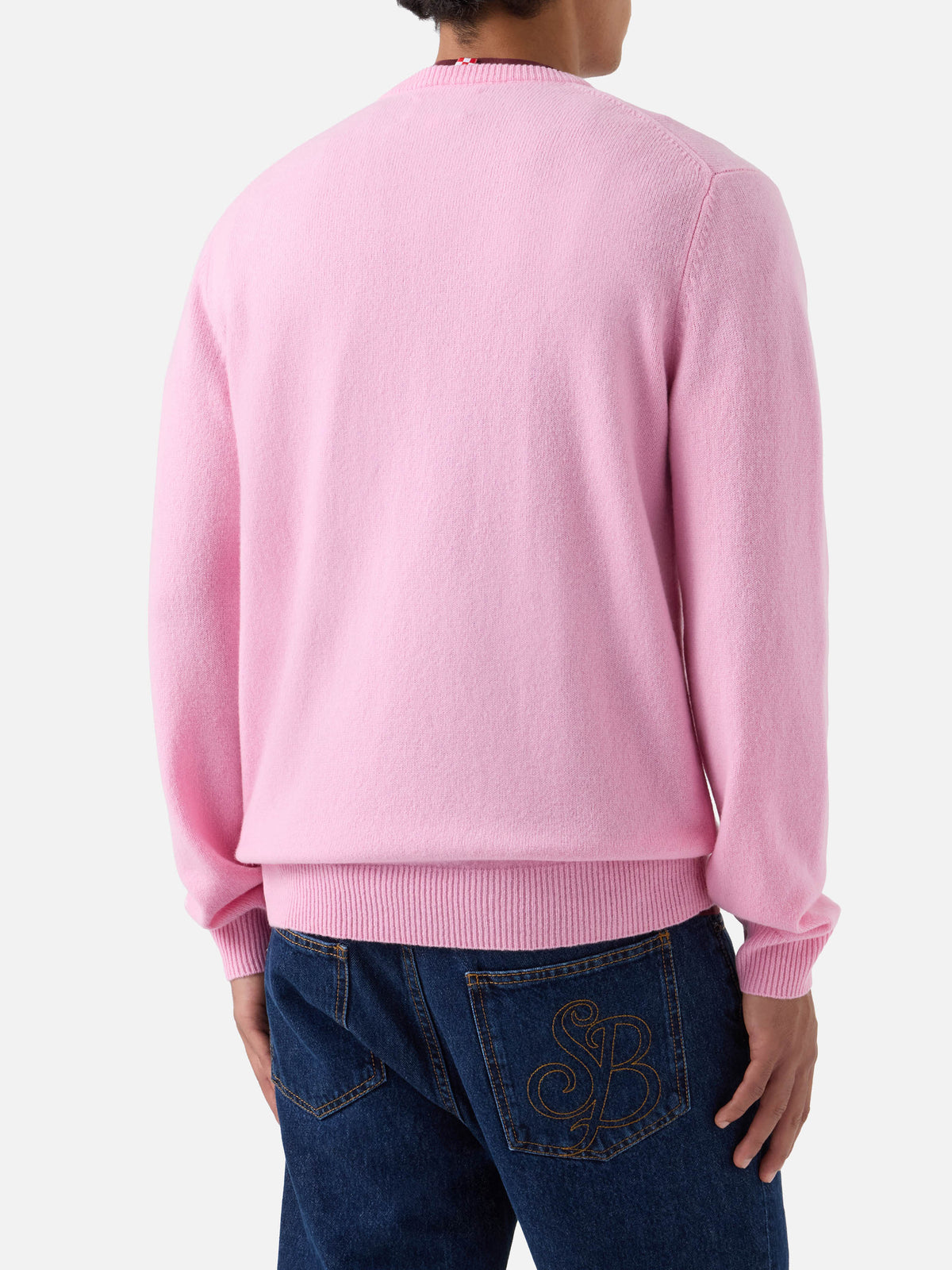 Jersey de cuello redondo Pink Regent en lana de cordero 