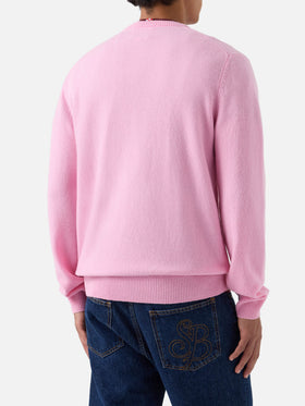 Jersey de cuello redondo Pink Regent en lana de cordero 