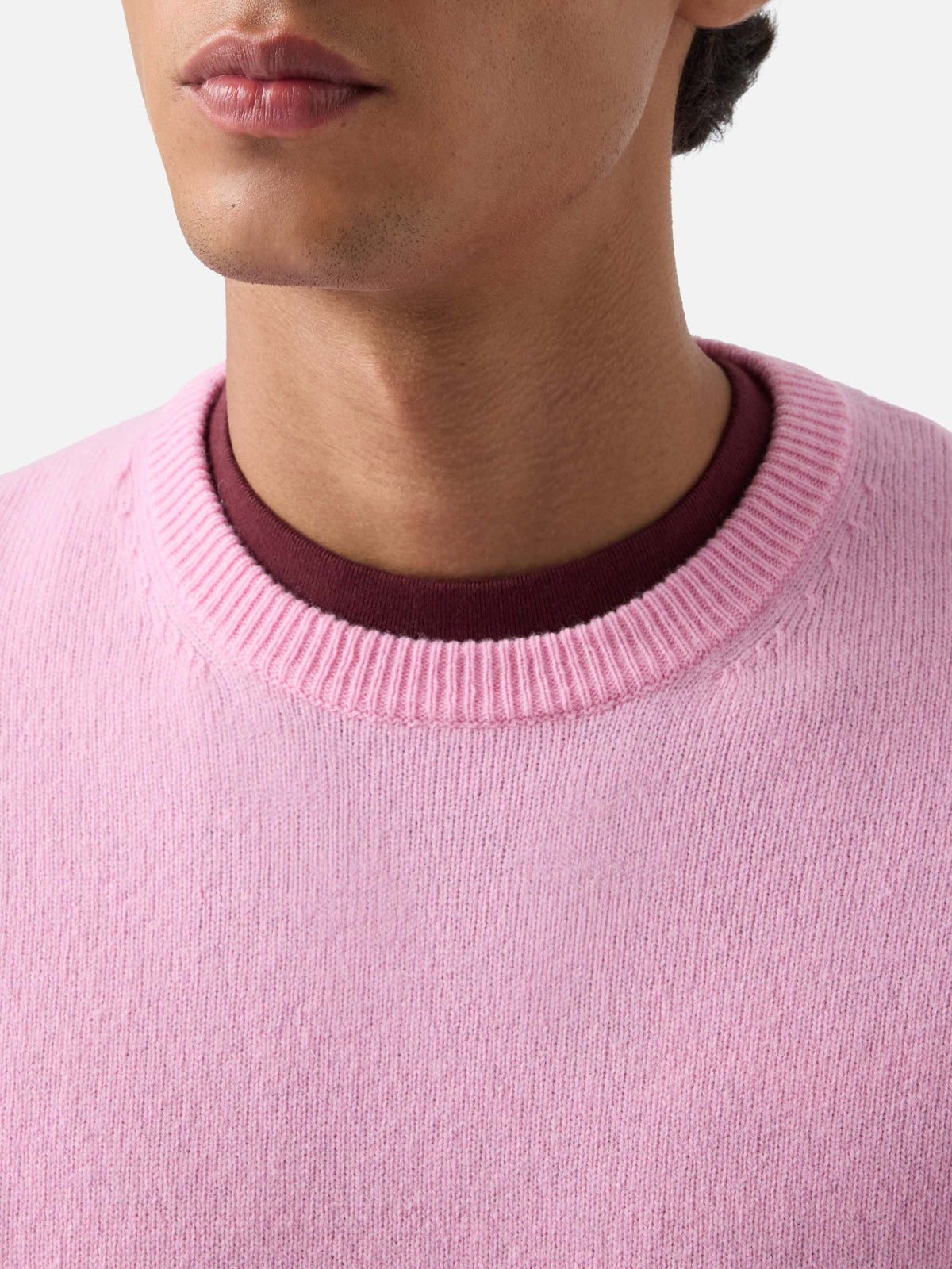 Jersey de cuello redondo Pink Regent en lana de cordero 