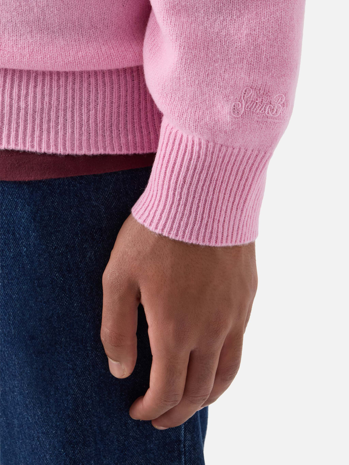 Jersey de cuello redondo Pink Regent en lana de cordero 