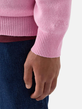 Jersey de cuello redondo Pink Regent en lana de cordero 