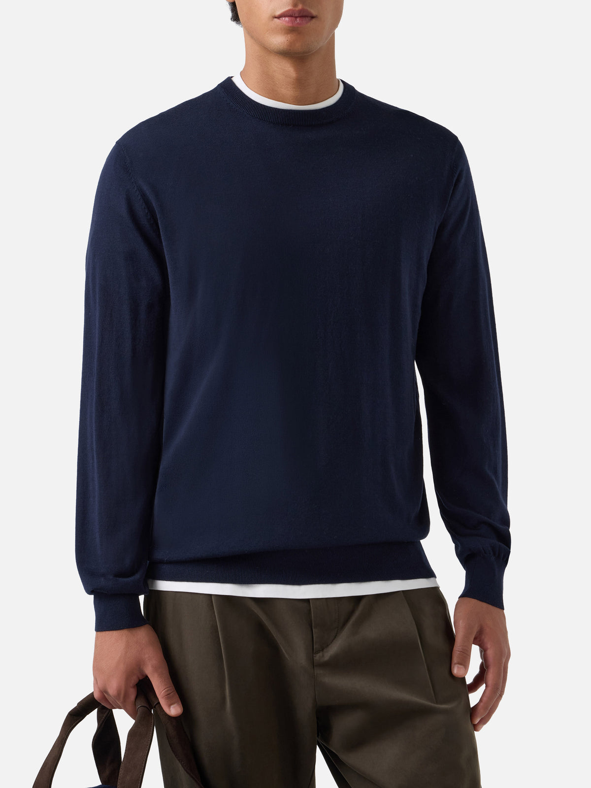 Navy blue Regent merino wool crewneck