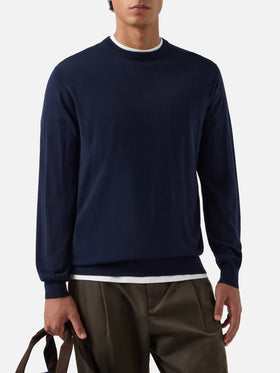 Navy blue Regent merino wool crewneck