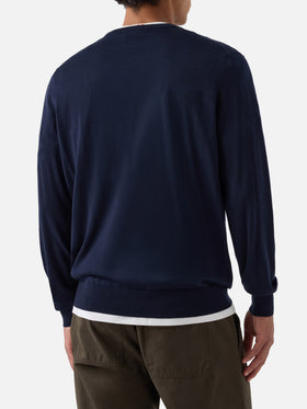Navy blue Regent merino wool crewneck