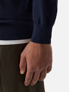 Navy blue Regent merino wool crewneck