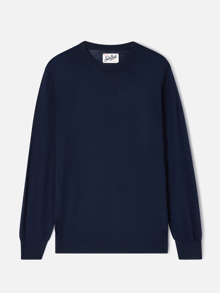 Jersey de cuello redondo Regent en azul marino blue Merino 