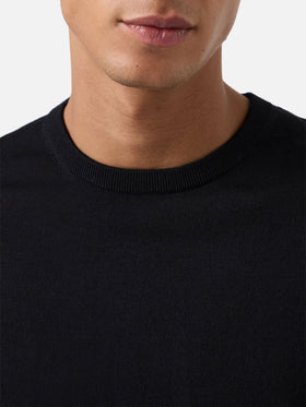 Maglia girocollo Regent nera in lana merino