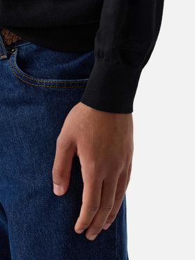 Maglia girocollo Regent nera in lana merino