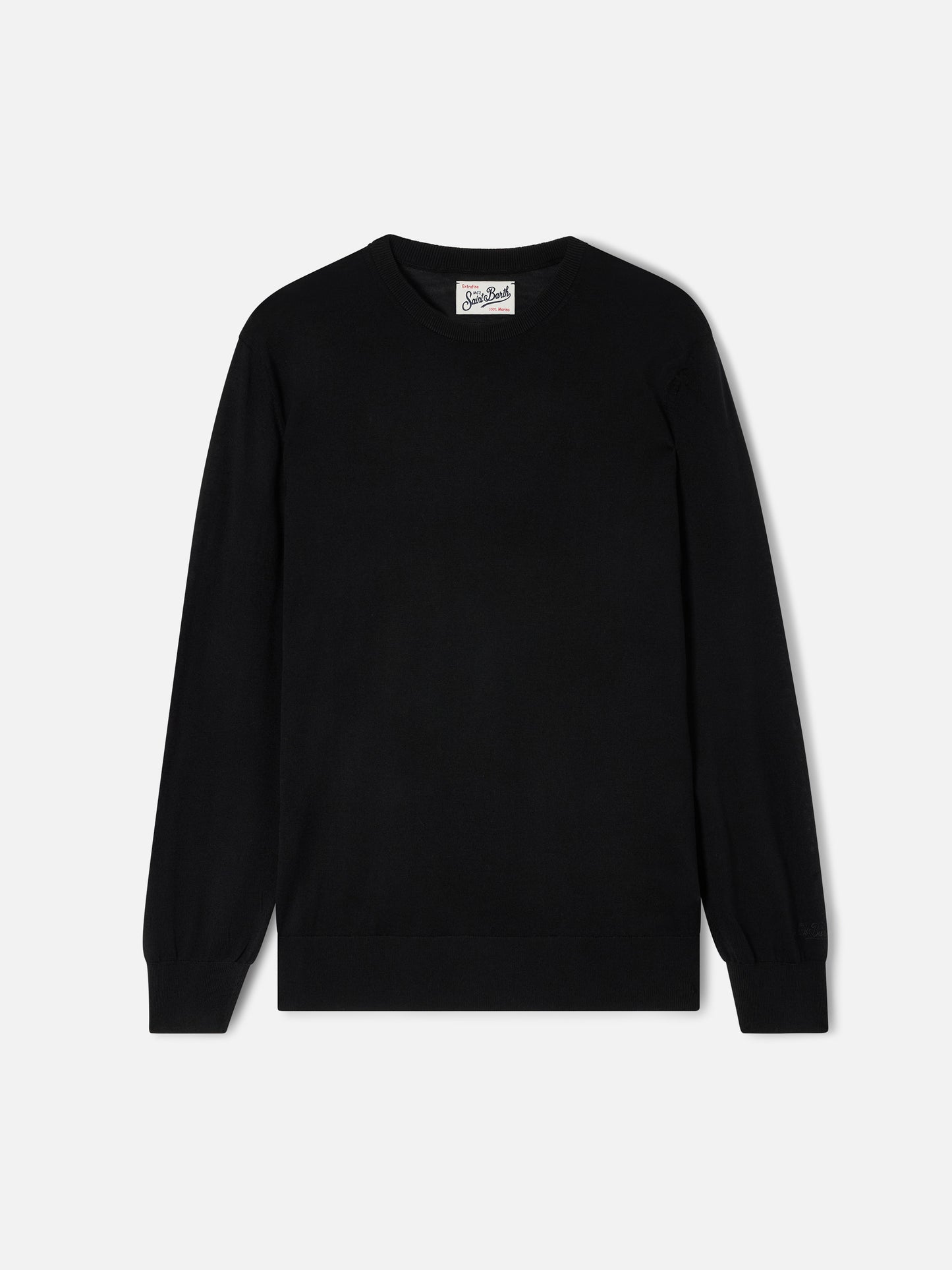 Jersey de cuello redondo Regent en Merino negro 