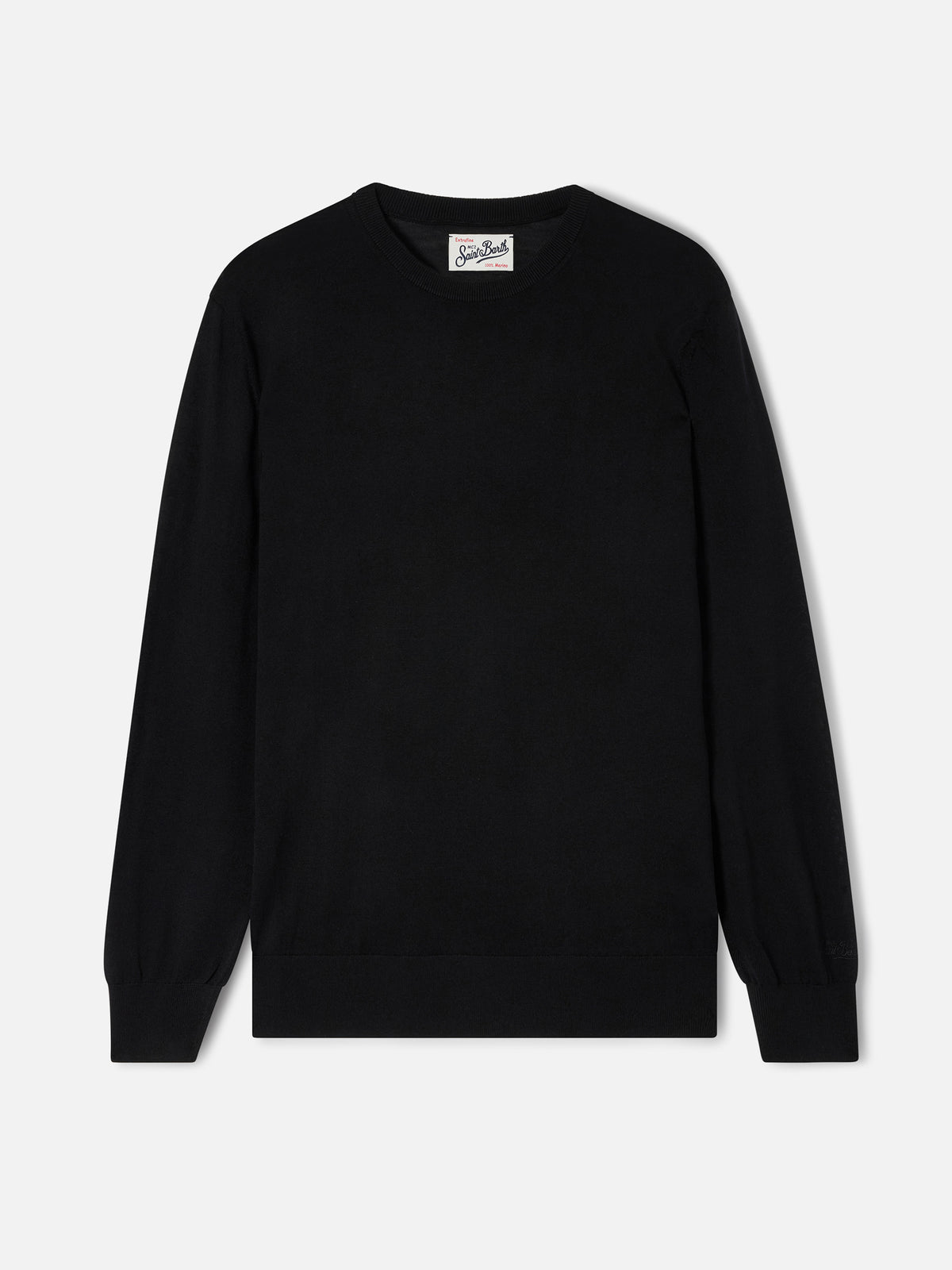 Pull col rond Regent en Merino noir 