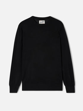Pull col rond Regent en Merino noir 