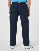 Man navy blue seersucker cotton pants Relais