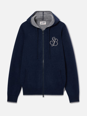 Punto con capucha de lana Ridge Navy blue con monograma SB Legacy 