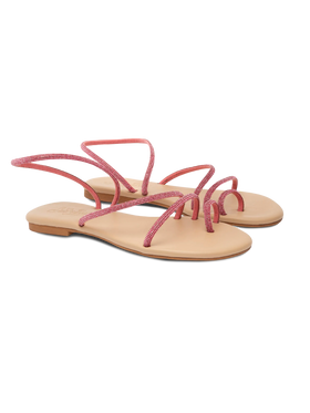 Flat Ring Sandals con strass fucsia