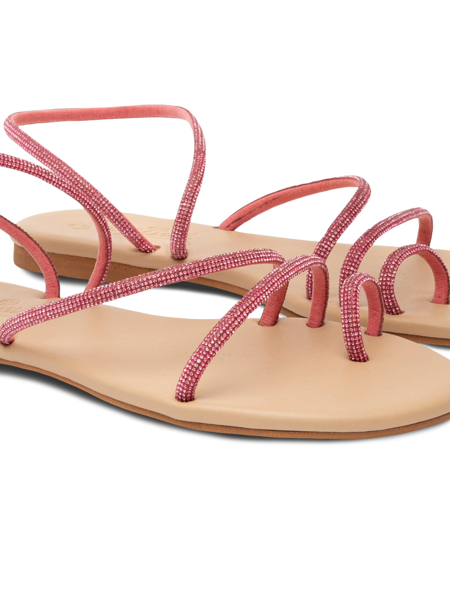 Flat Ring Sandals con strass fucsia