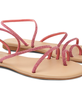 Flat Ring Sandals con strass fucsia