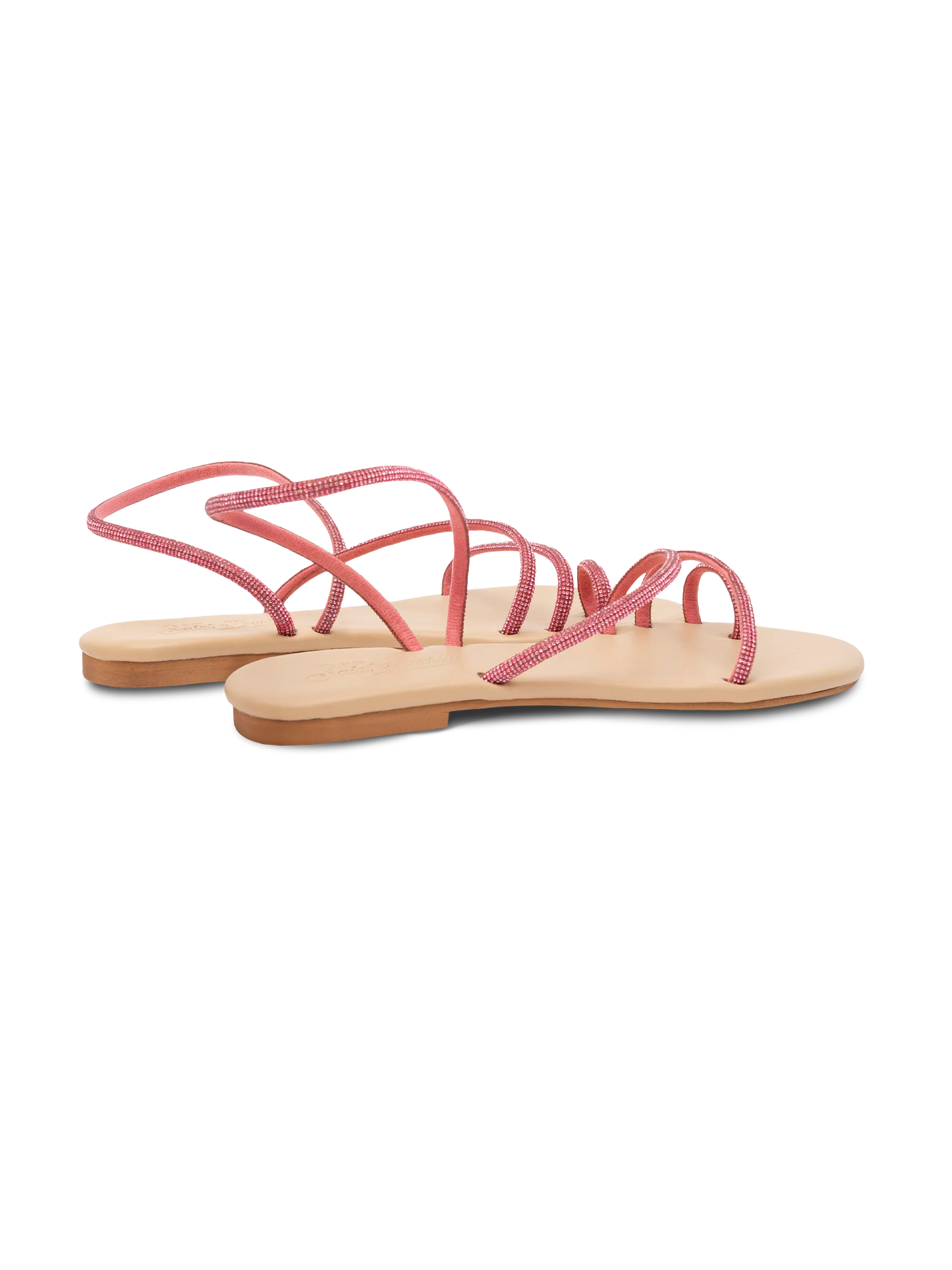 Flat Ring Sandals con strass fucsia