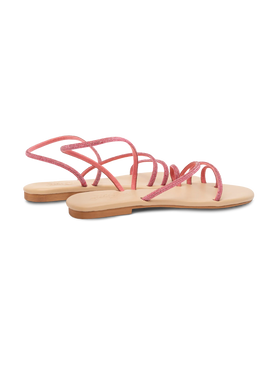 Flat Ring Sandals con strass fucsia
