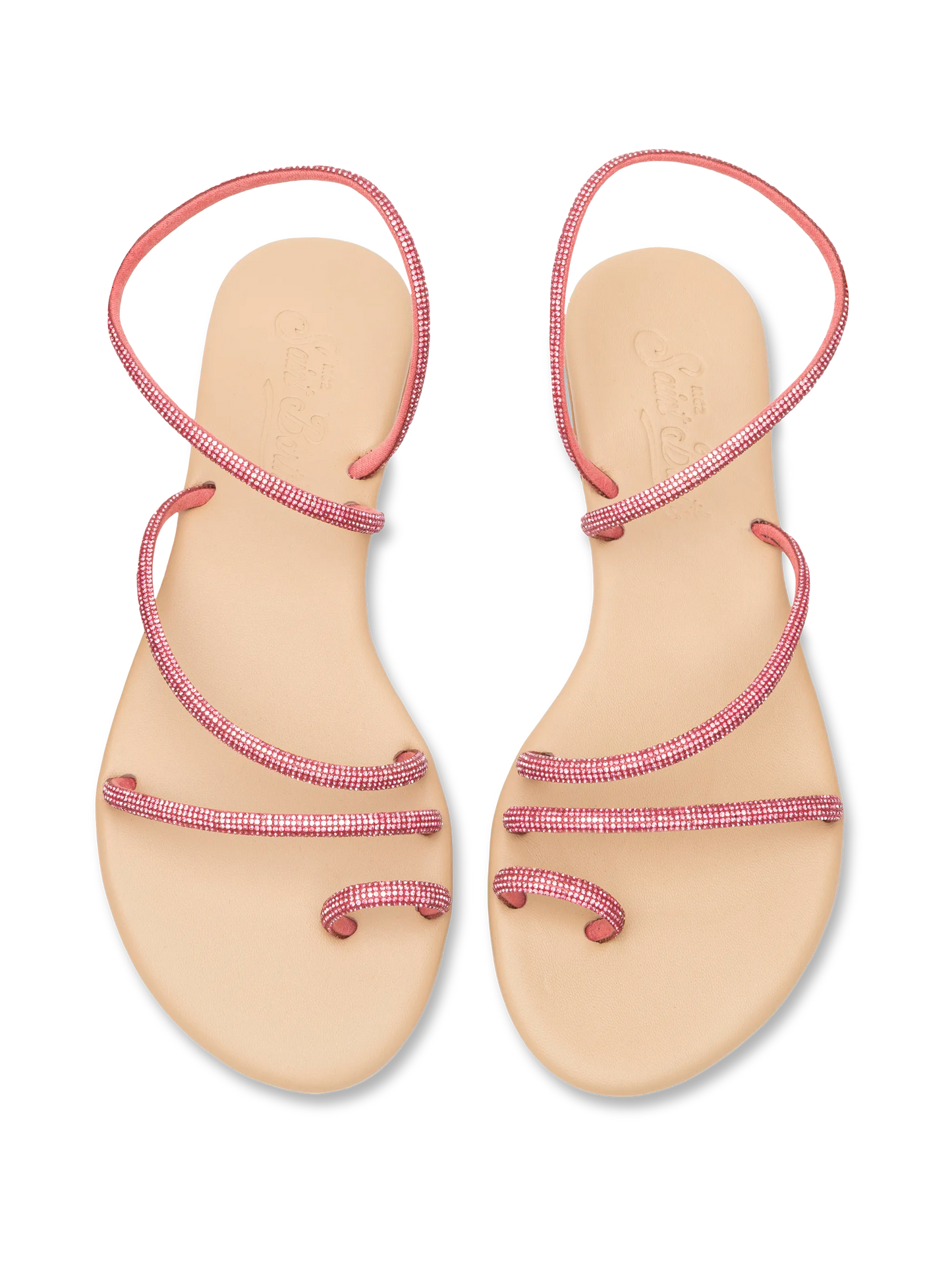 Flat Ring Sandals con strass fucsia