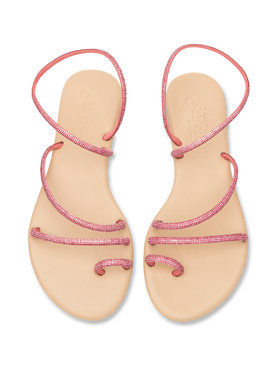 Flat Ring Sandals con strass fucsia