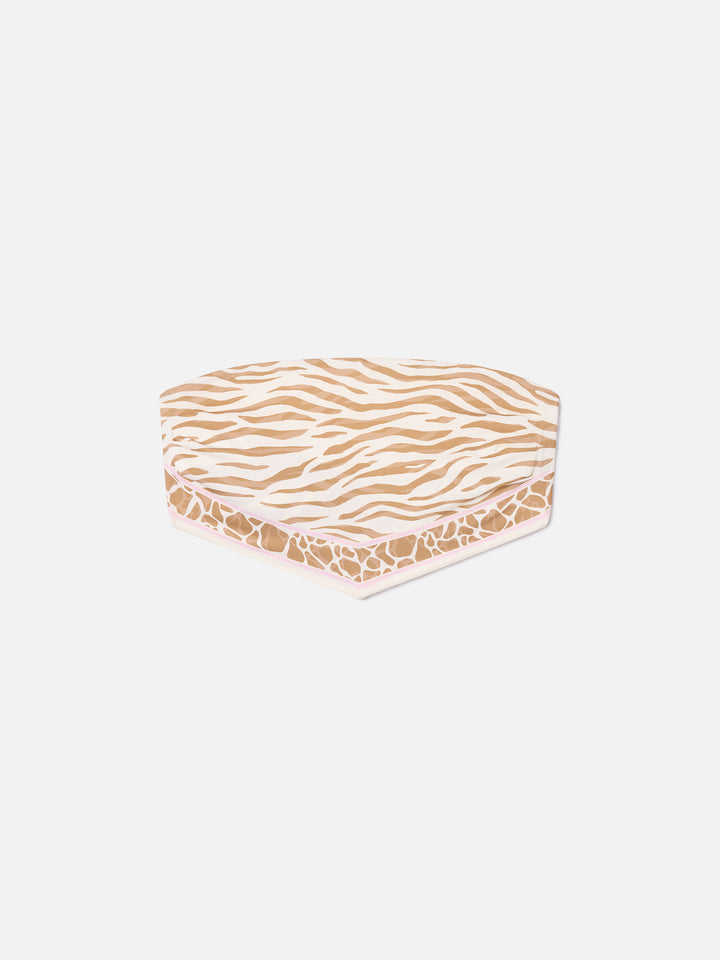 Rio bandeau bikini top with animal print