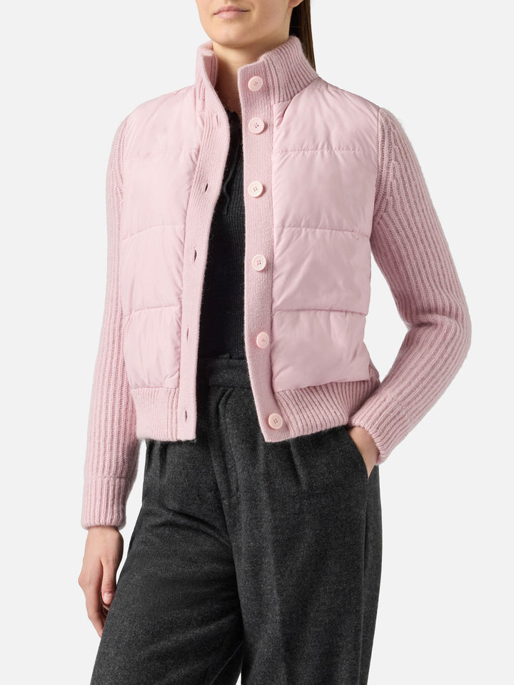 Wattierte Damenjacke mit Strickärmeln