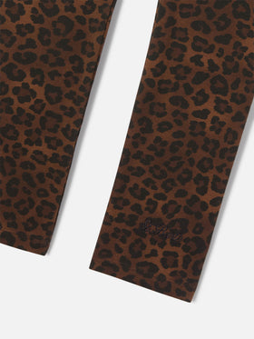 Leggings Rosy marroni in cotone con stampa leopardo