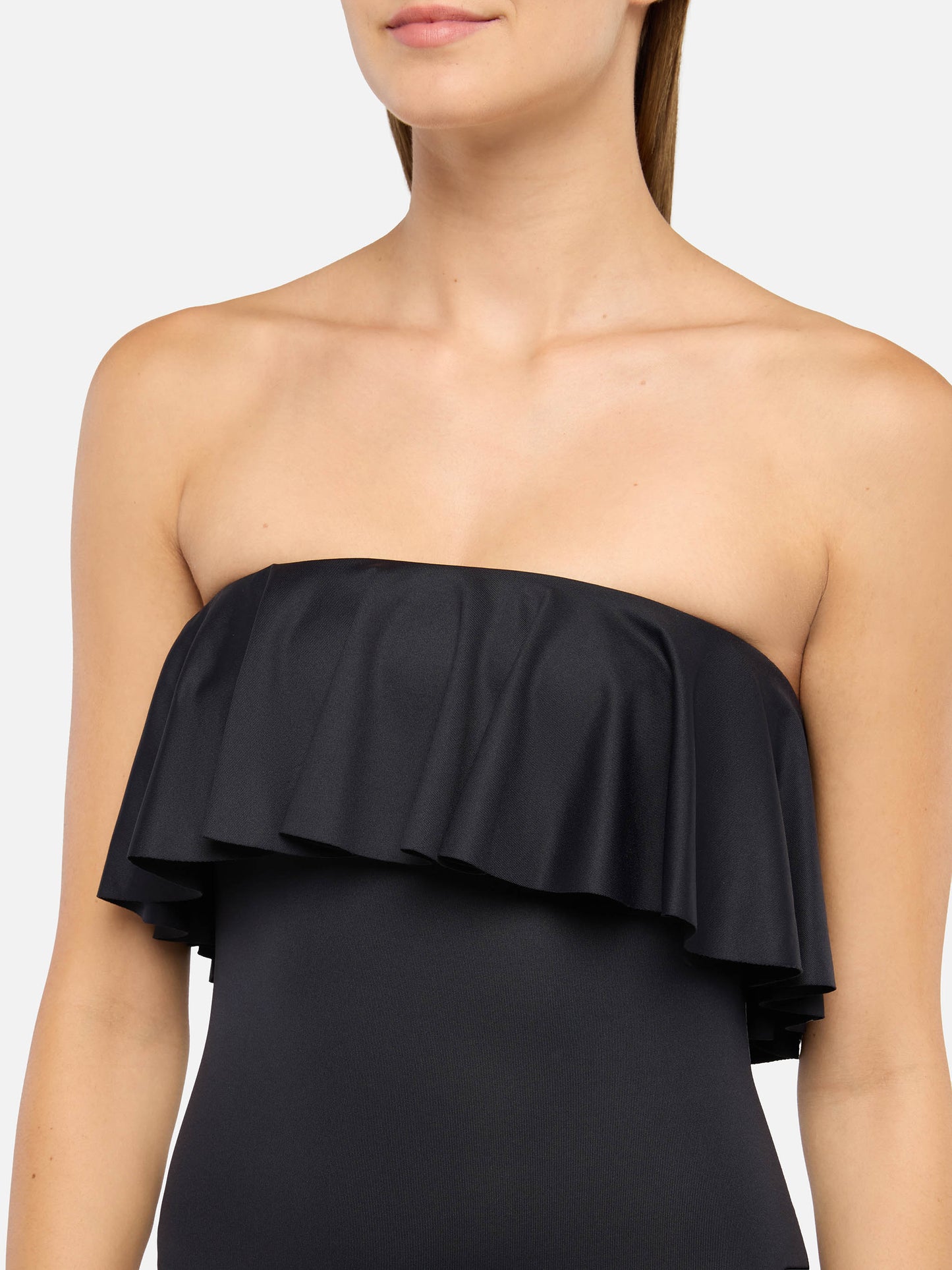 Roxy black one-piece swimsuit with flounce