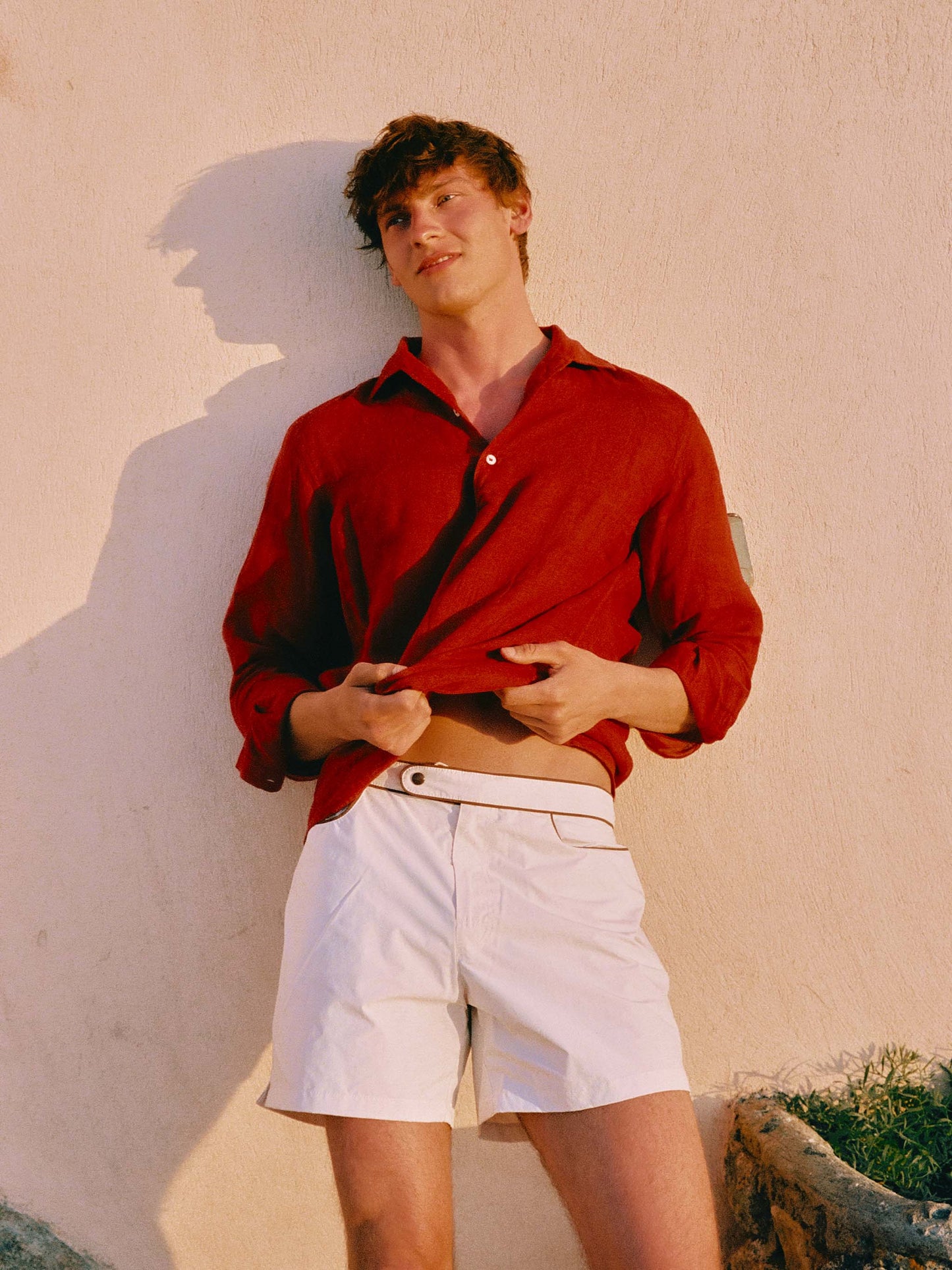 Raphael linen polo in red