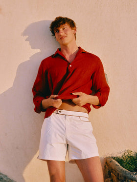 Raphael linen polo in red
