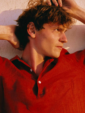 Raphael linen polo in red
