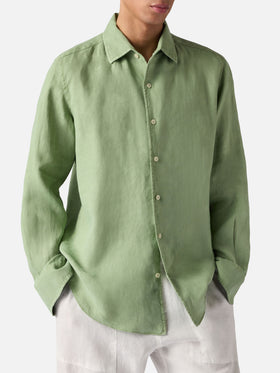 Sage green Raphael shirt in pure linen