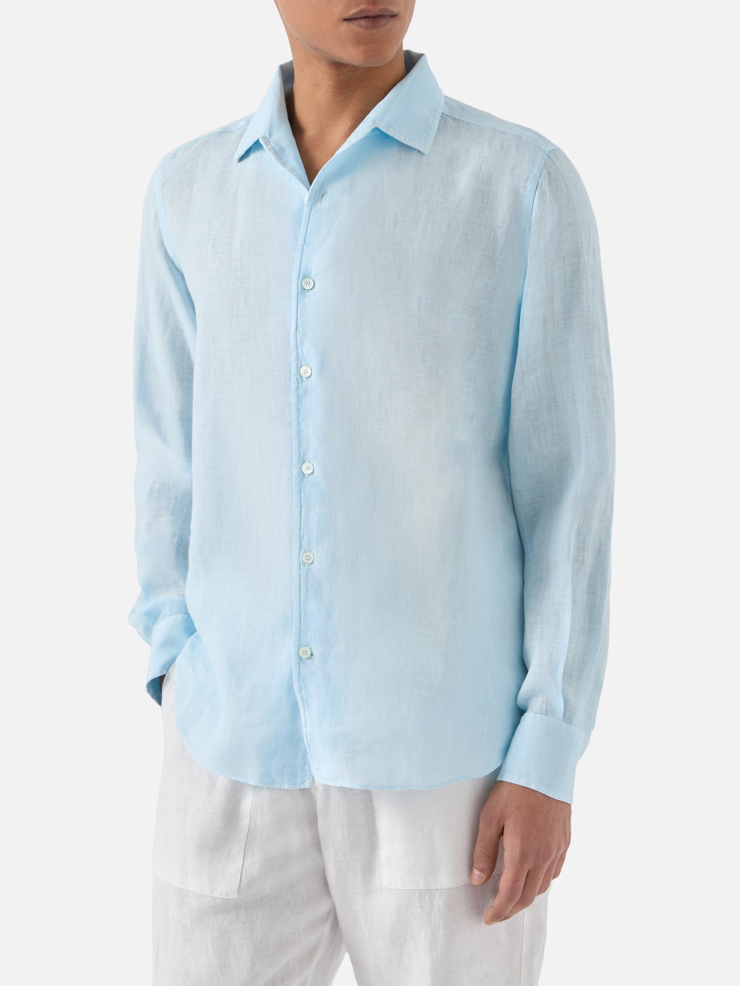 Light blue Raphael shirt in pure linen