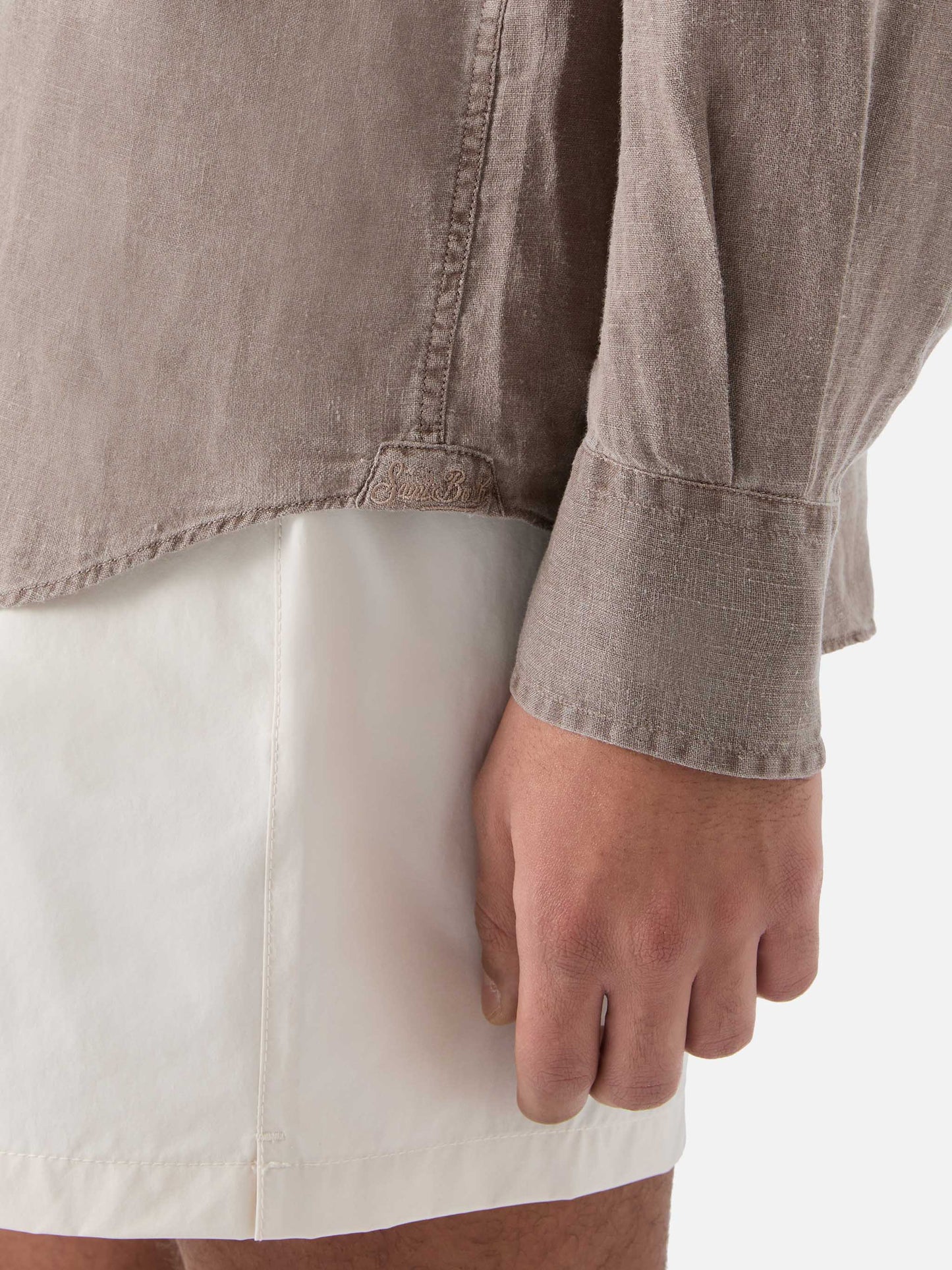 Brown Raphael shirt in pure linen