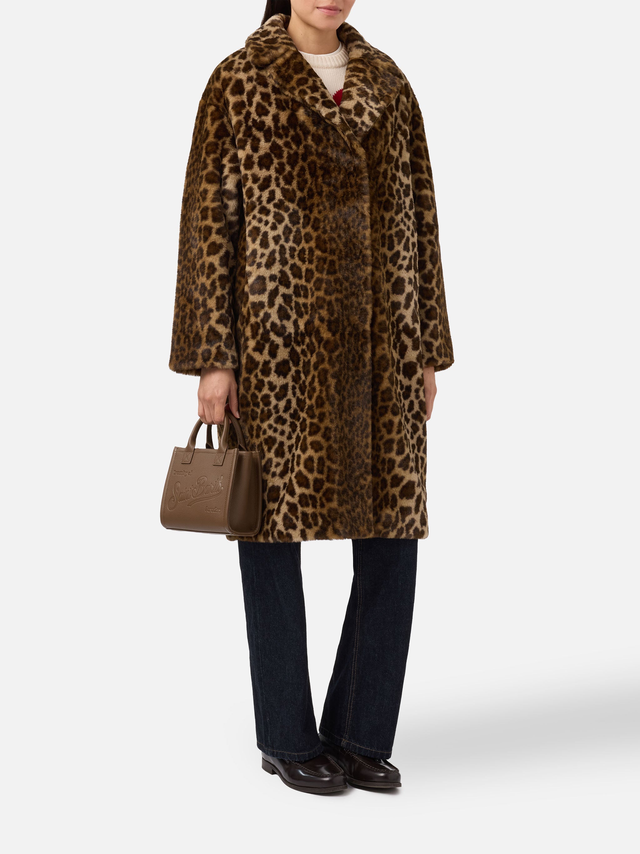 Rouge faux-fur coat with leopard print – MC2 Saint Barth